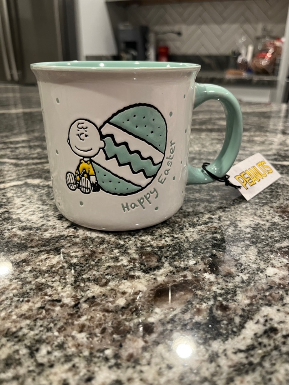 Peanuts Charlie Brown Easter Ceramic Mug - Mint and White